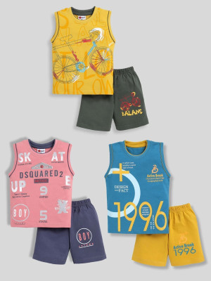 Mars Infiniti Boys Casual T-shirt Shorts(Mustard_Blue_Wine)
