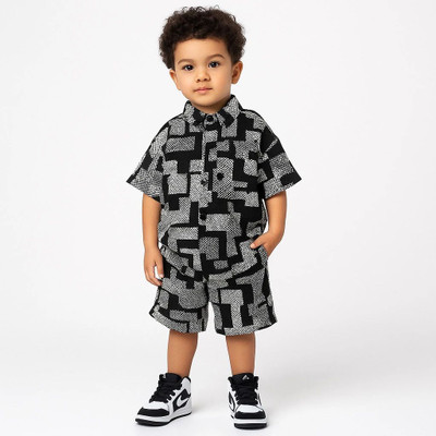 HouseOfCommon Baby Boys Casual Shirt Shorts(black silver print)