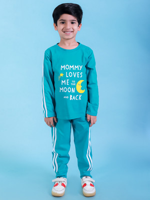 Chandrika Boys Casual T-shirt Track Pants(SEAGREEN)