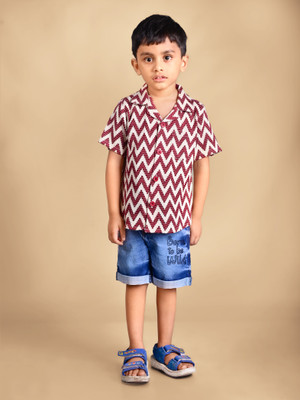 Dear to dad Baby Boys Casual T-shirt Shorts(Maroon-Wild)