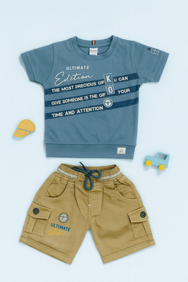 karnika Baby Boys Casual T-shirt Shorts(Blue)