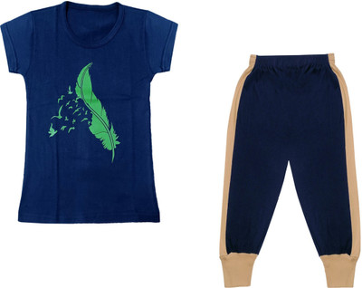 Indistar Girls Casual T-shirt Pyjama(Multicolor)