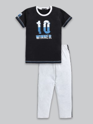 Todd N Teen Boys Casual T-shirt Track Pants(Black)