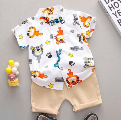LittleRebel Baby Boys & Baby Girls Casual Shirt Shorts(BABY-TIGER)