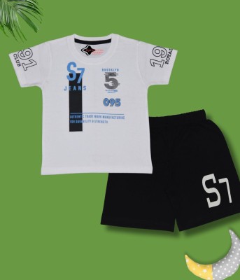 STYLE INFANT HUB Boys Casual T-shirt Shorts(WHITE & BLACK)