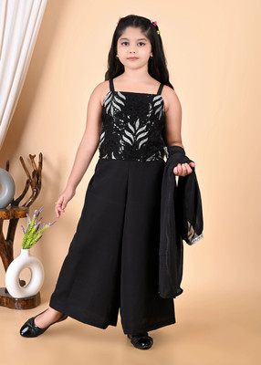 SPAMitude Girls Party(Festive) Top Pant, Jacket(BLACK)