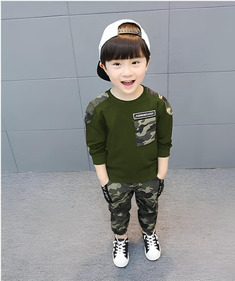 ANIKA CREATIONN Boys Party(Festive) T-shirt Track Pants(Green)