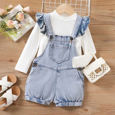 MUSKAN BEAUTY COLLECTION Baby Girls Party(Festive) Dungaree Top(White)