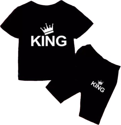 FINESSE FASHION Baby Boys & Baby Girls Casual T-shirt Shorts(Black)