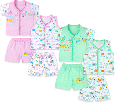 La Petite Baby Boys & Baby Girls Casual Vest Pant(pink green)