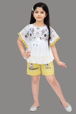 AFIYA FASHION POINT Girls Casual Top Pant(LEMON)