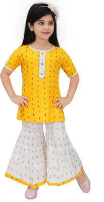 DS DRESSES Girls Party(Festive) Top Pant(YELLOW)