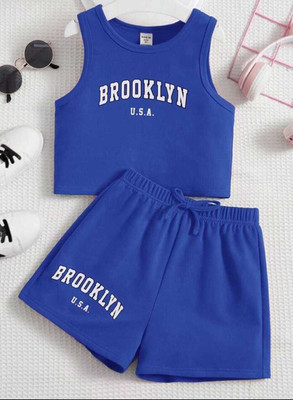 Mimmy Kids Baby Girls Casual Top Shorts(Royal Blue)