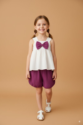RupMilanKolkata Baby Girls Casual Top Shorts(PURPLE)