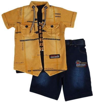 V-MART Boys Casual Shirt Shorts(Yellow)