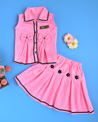 S NAFISHA DRESSES Girls Party(Festive) Top Skirt(PINK)