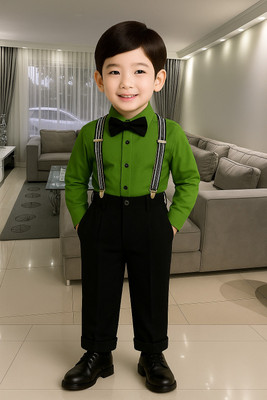 Bleckz Someck Boys Casual Shirt Pant(Green)