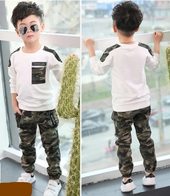 Dollico Boys Party(Festive) Track Pants T-shirt(White)