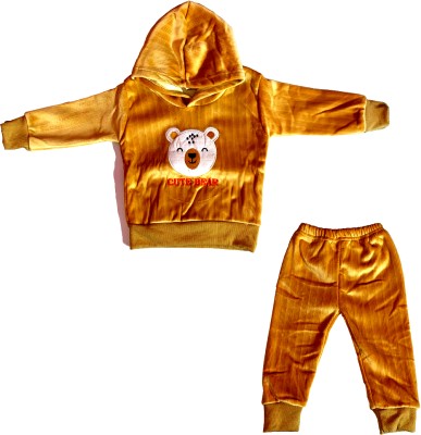 codresz Baby Boys & Baby Girls Casual Sweatshirt Pyjama(Mustard Yellow)