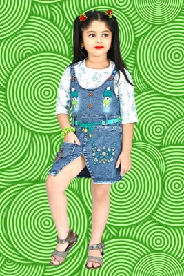 FMSE Girls Casual Top Dungaree(Green)