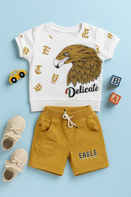 karnika Baby Boys Casual T-shirt Shorts(Camel Brown)