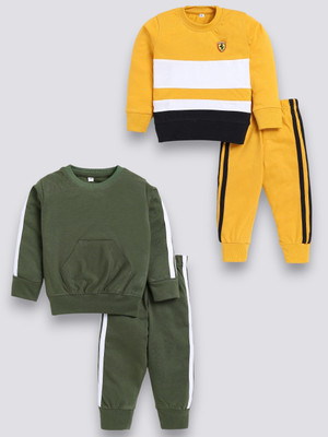 carrydreams Boys & Girls Casual T-shirt Trouser(OLIVE_YELLOW)