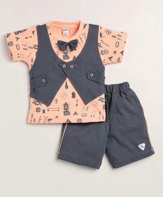 TINY BINY Boys Party(Festive) T-shirt Shorts(Peach)