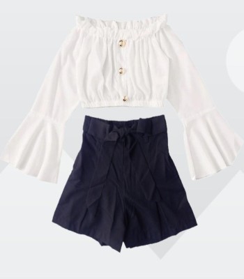 LEERUKA Girls Casual Top Shorts(white)