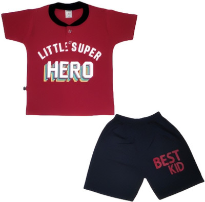 SANWARIA CLUB Baby Boys Casual T-shirt Shorts(RED, NAVY)