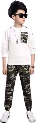JEKESHVI Boys Casual T-shirt Trouser(White)