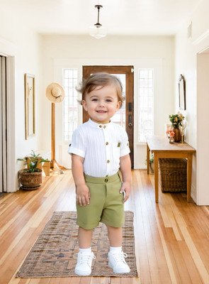 RIYANSHI Boys Casual Shirt Pant(Green)