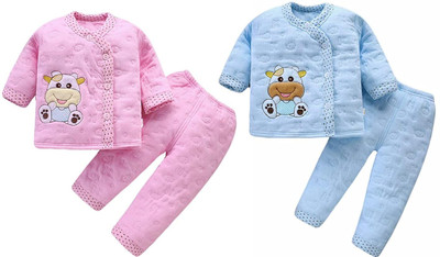 TOTOMO Baby Boys & Baby Girls Casual T-shirt Pyjama(Pink)