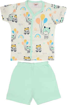 happiee bears Baby Boys & Baby Girls Casual Shirt Shorts(Pista Green)