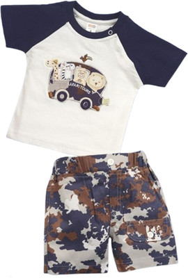 Pompidou Baby Boys Casual T-shirt Pant(Black)