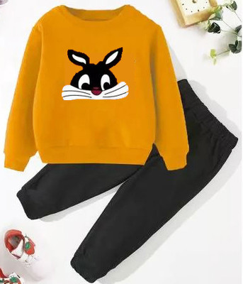 Cute N Tight Boys & Girls Casual T-shirt Pant(Mustard)