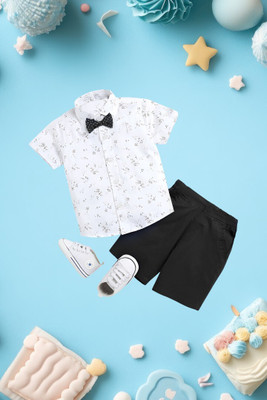 AURALIS Baby Boys & Baby Girls Party(Festive) Shirt Shorts(1001 WHITE BLACK)