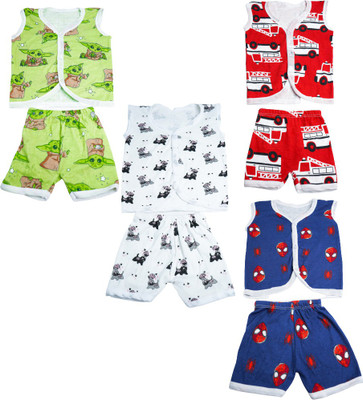 FRANSCART Baby Boys & Baby Girls Casual T-shirt Shorts(Multicolor)