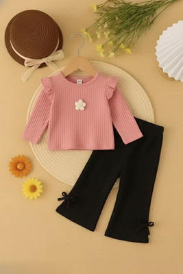 SJGARMENTS Girls Party(Festive) Top Pant(Pink & Black)