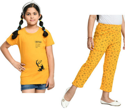 Indistar Girls Casual T-shirt Pyjama(Multicolor)