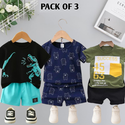SRP COLLECTION Baby Boys & Baby Girls Casual T-shirt Shorts(BLACK,GREEN,NAVY BLUE)