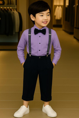 HV CREATION COLLECTION Baby Boys Party(Festive) Shirt Pant(Purple)
