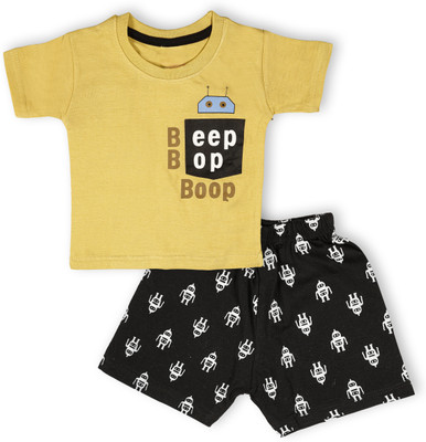 minipie Baby Boys & Baby Girls Casual T-shirt Pant(YELLOW)