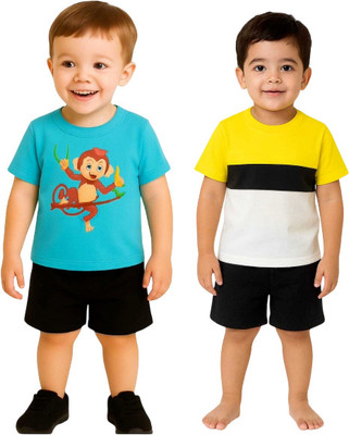 SEGRO Baby Boys & Baby Girls Casual T-shirt Shorts(MINT, GOLD)