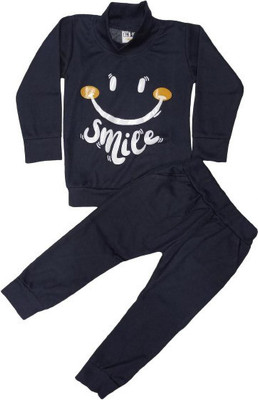 JS TREND Baby Boys & Baby Girls Casual T-shirt Pant(NAVY BLUE392)