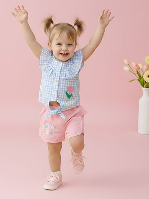 BABY'S DAY Baby Girls Casual Top Pant(Sky Blue 1)