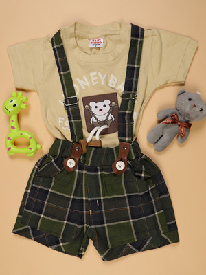 V-MART Baby Boys Casual T-shirt Shorts(Olive Green)