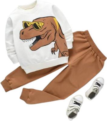 ALL KIDSS CHOICE Baby Boys Casual T-shirt Pant(Brown)