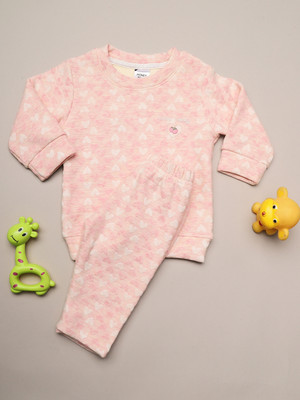 V-MART Baby Girls Casual T-shirt Pant(Pink)