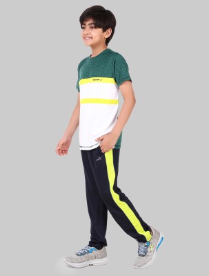 VECTOR X Boys Casual T-shirt Track Pants(GREEN-WHITE / NAVY)