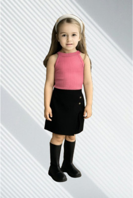 Riyanshi Collect Girls Casual Top Shorts(Pink, Black)